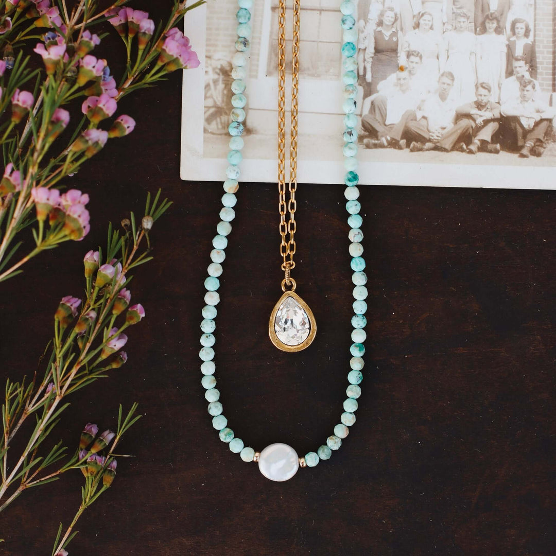 Pearl of Wisdom | Beaded Turquoise Coin Pearl Necklace