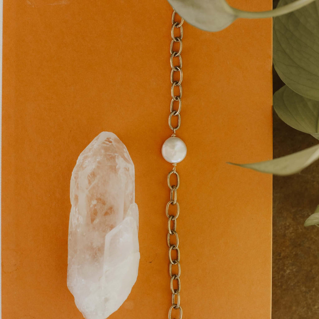 gold chain coin pearl necklace