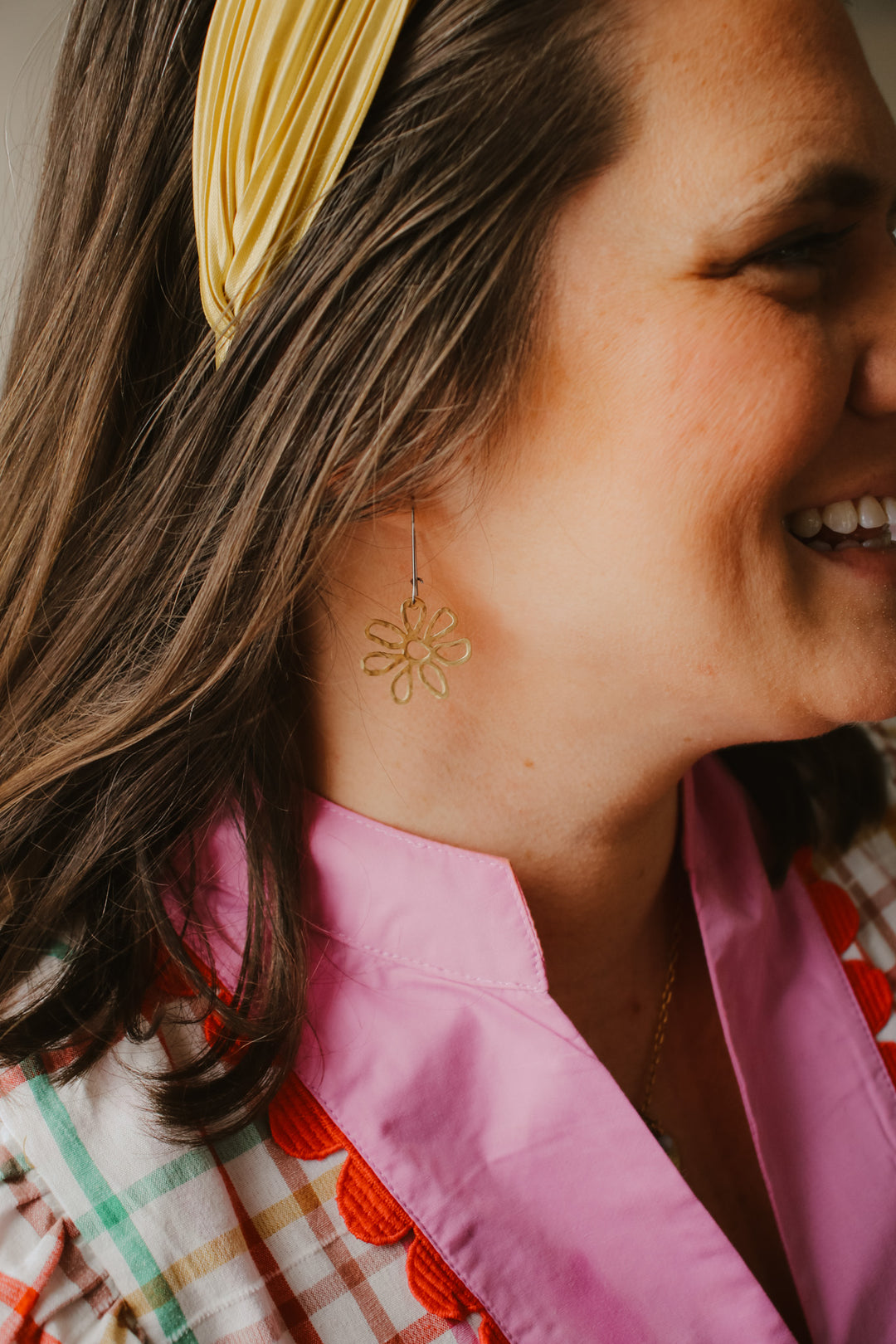 Slow Bloom Earrings | Hammered Brass Flower Earrings