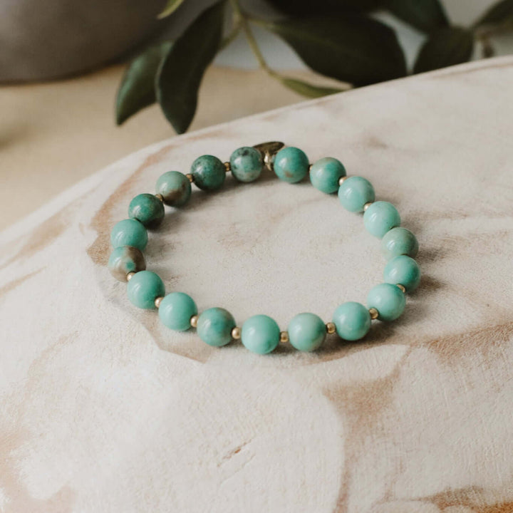 Prase Gemstone Beaded Bracelet