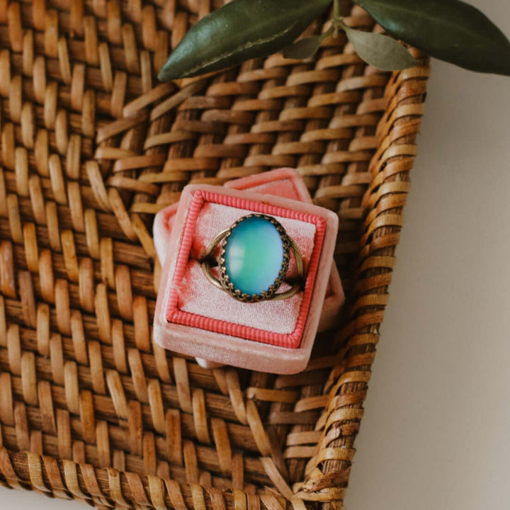 brass oval mood ring