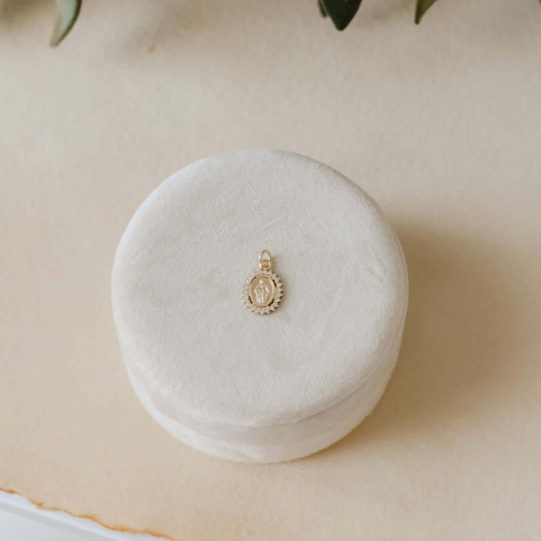 Gold Pavé Virgin Mary Charm