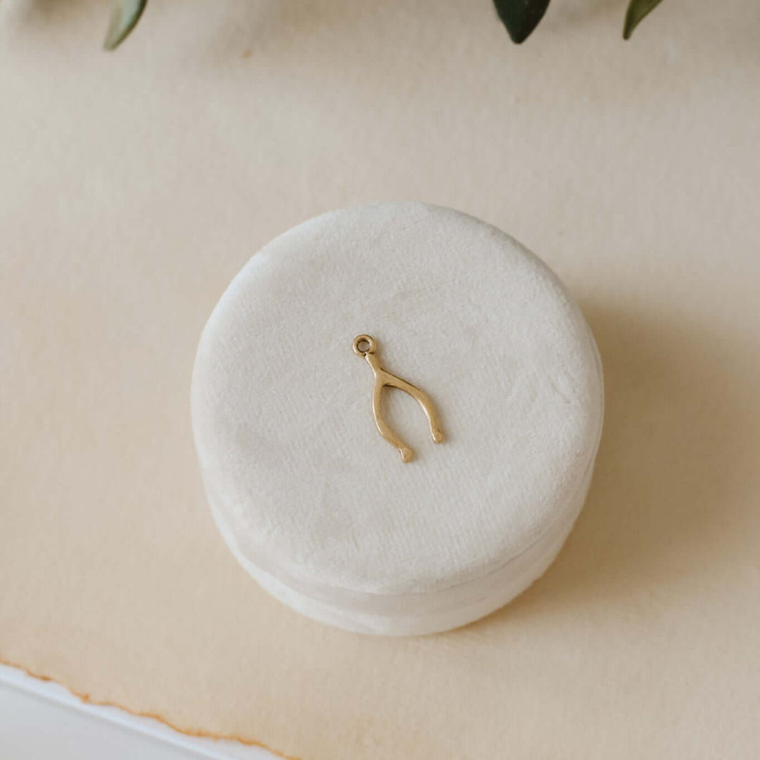 Gold Wishbone Charm