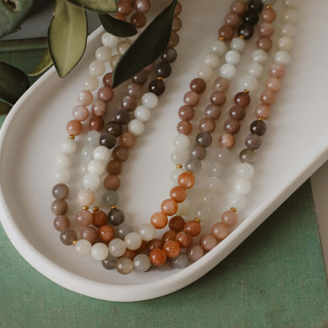 ombre moonstone beaded necklace