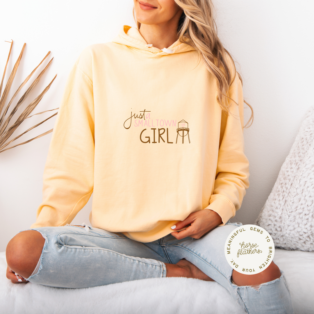 Butter Yellow Hoodie – Small Town Girl Water Tank Sweatshirt | Unisex Lightweight Hoodie with Country Charm