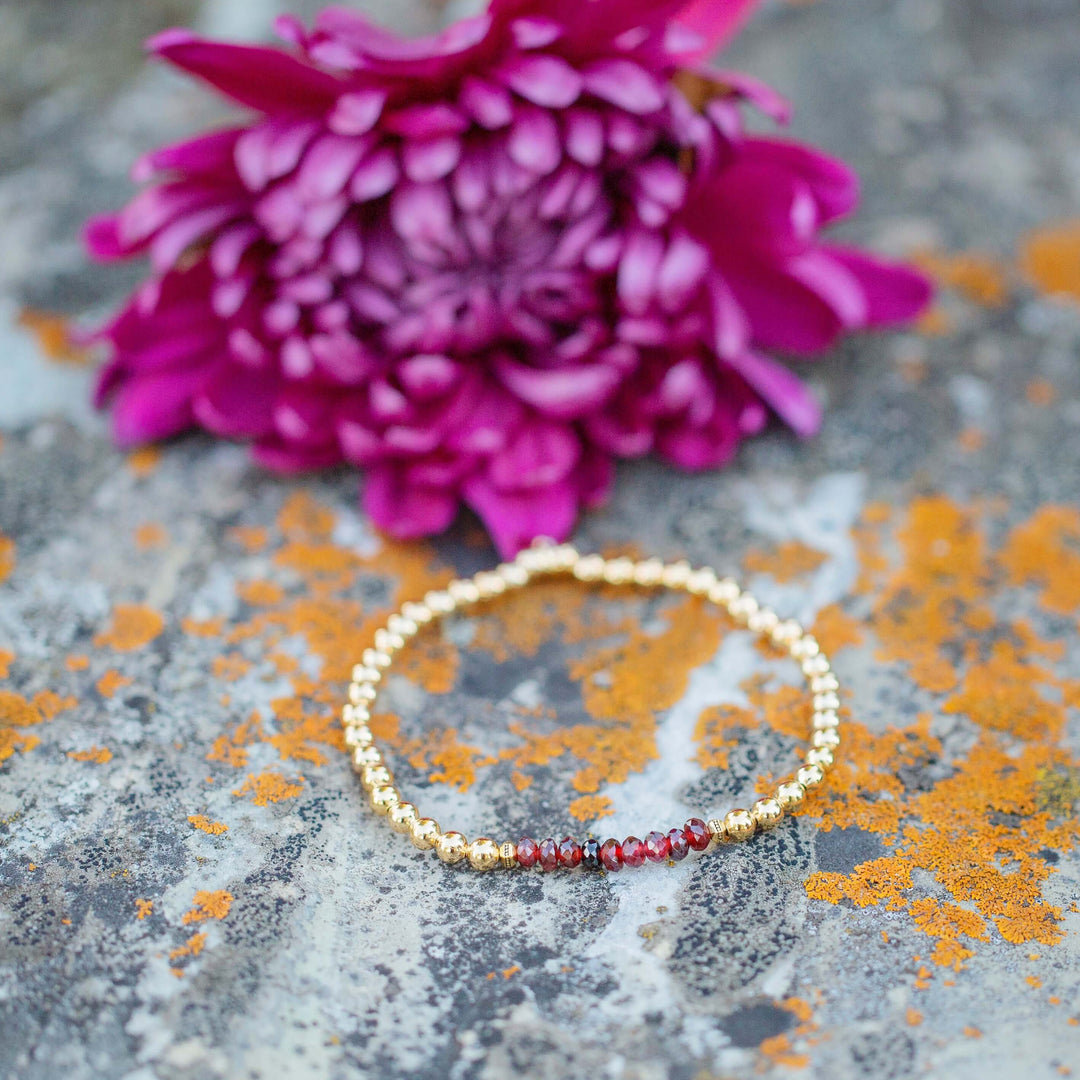 gold filled january birthstone bracelet