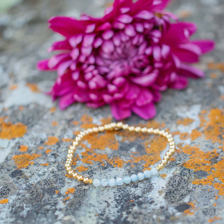 dainty gold march birthstone bracelet