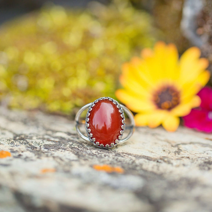 Carnelian gemstone statment ring