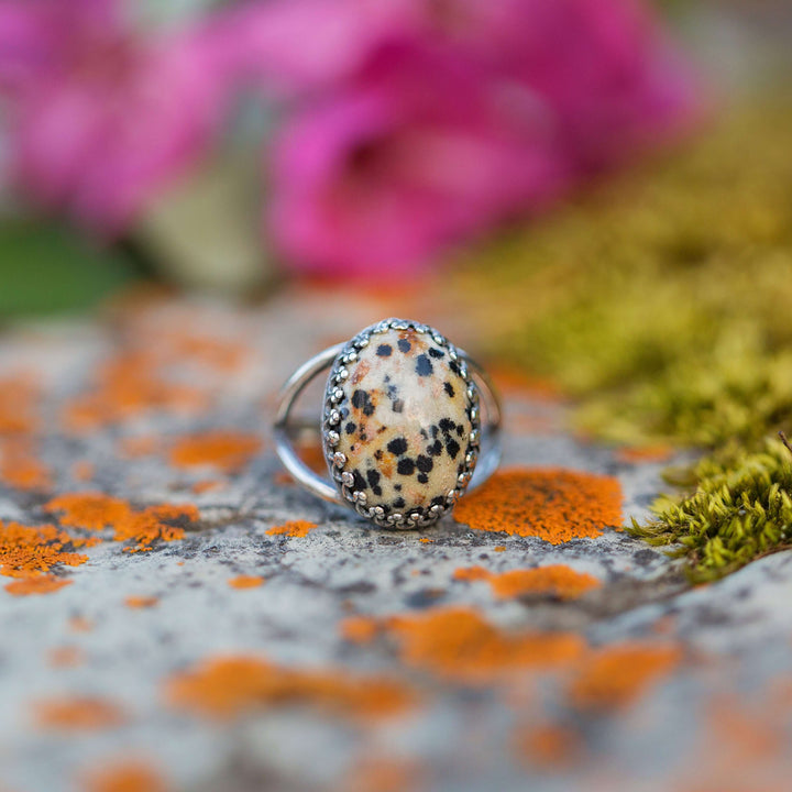 Dalmatian jasper ring