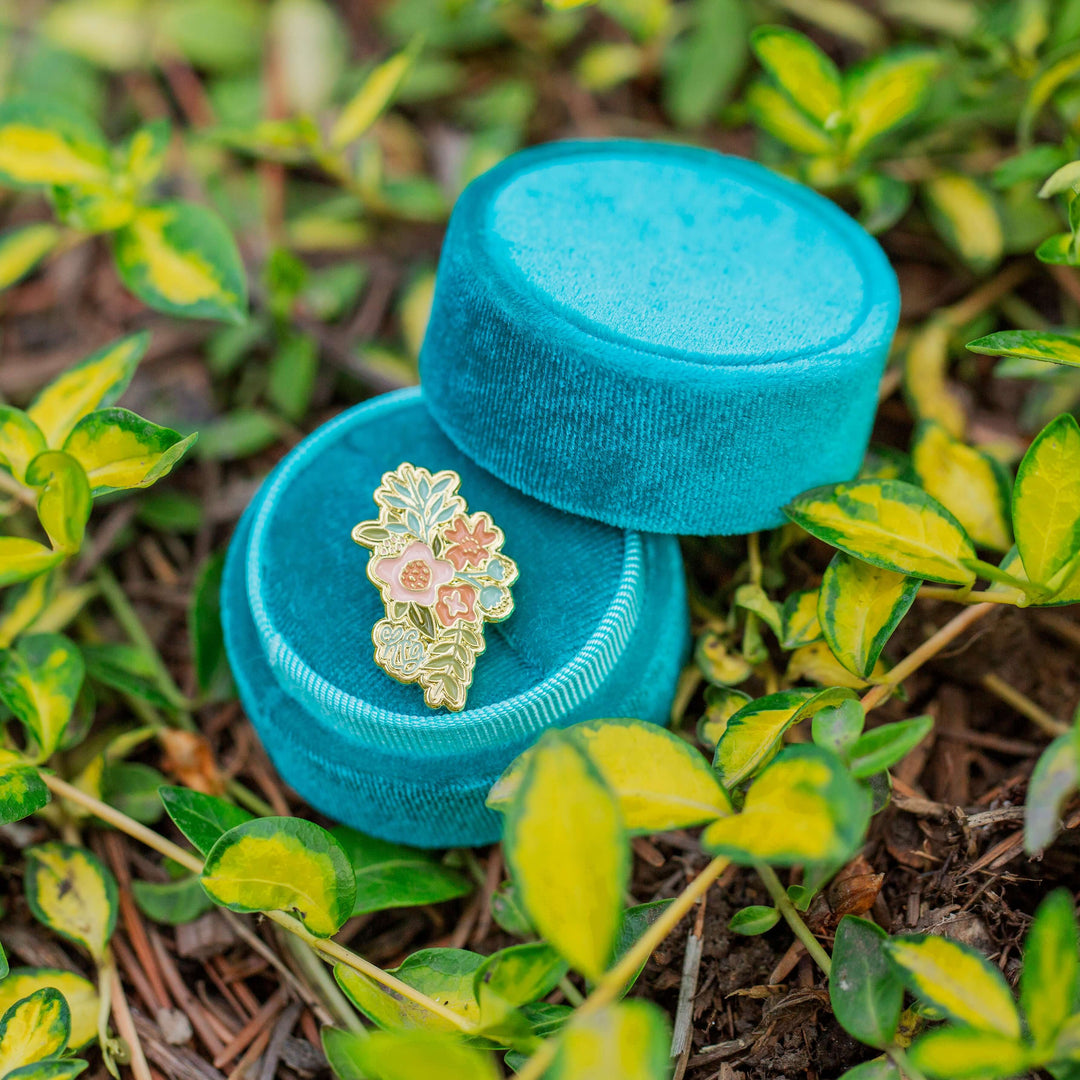floral enamel pin