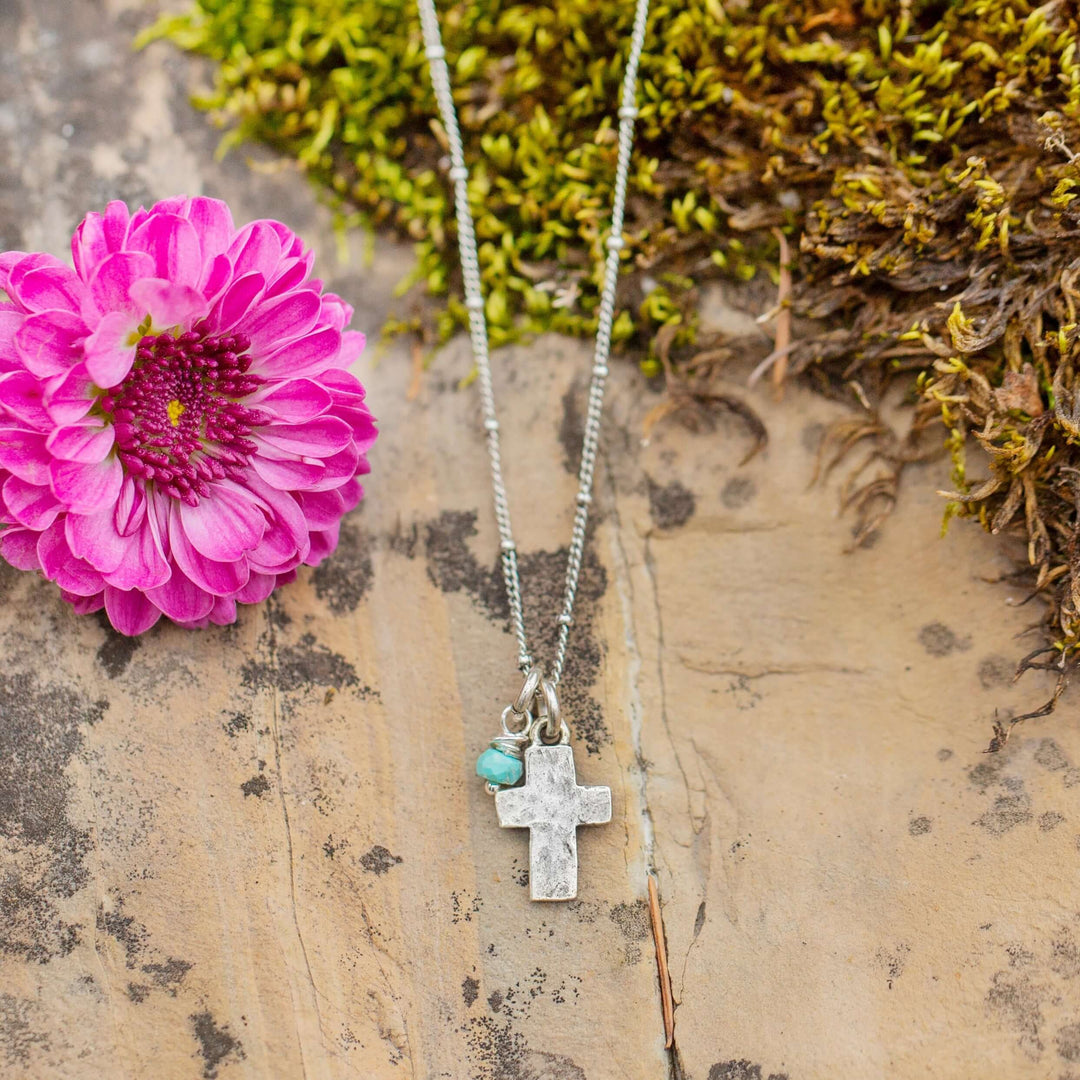rustic silver cross necklace