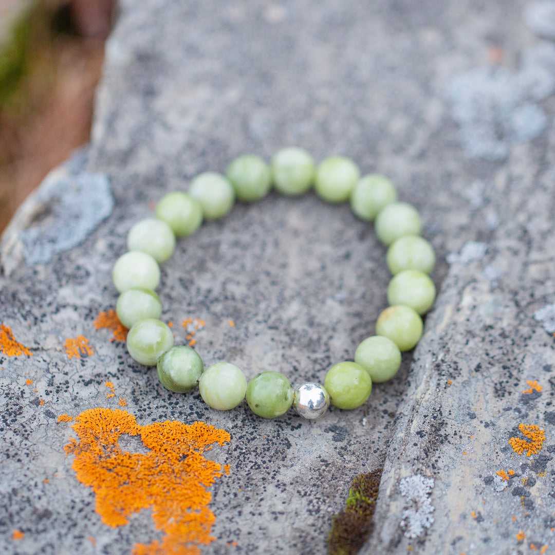 10mm olive jade chunky gemstone bracelet