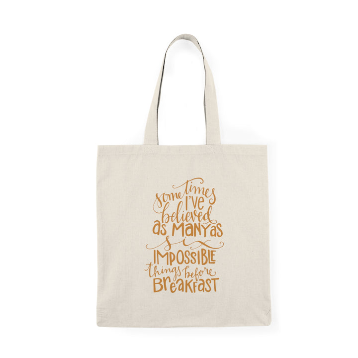 Six Impossible Things Tote | Natural Canvas Market Bag