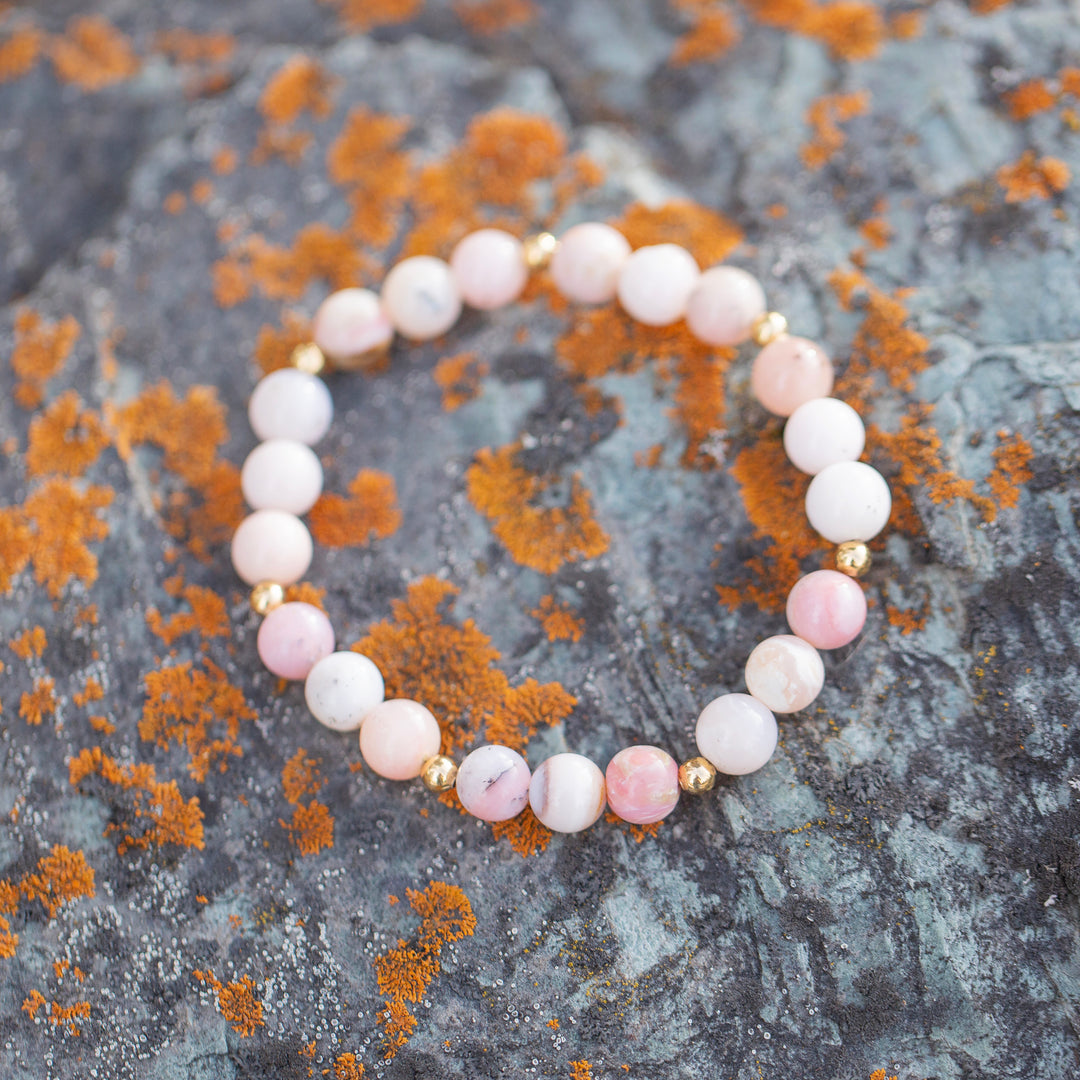 8mm pink opal gemstone bracelet