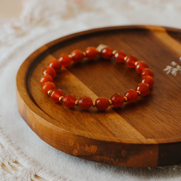 Carnelian beaded gemstone bracelet