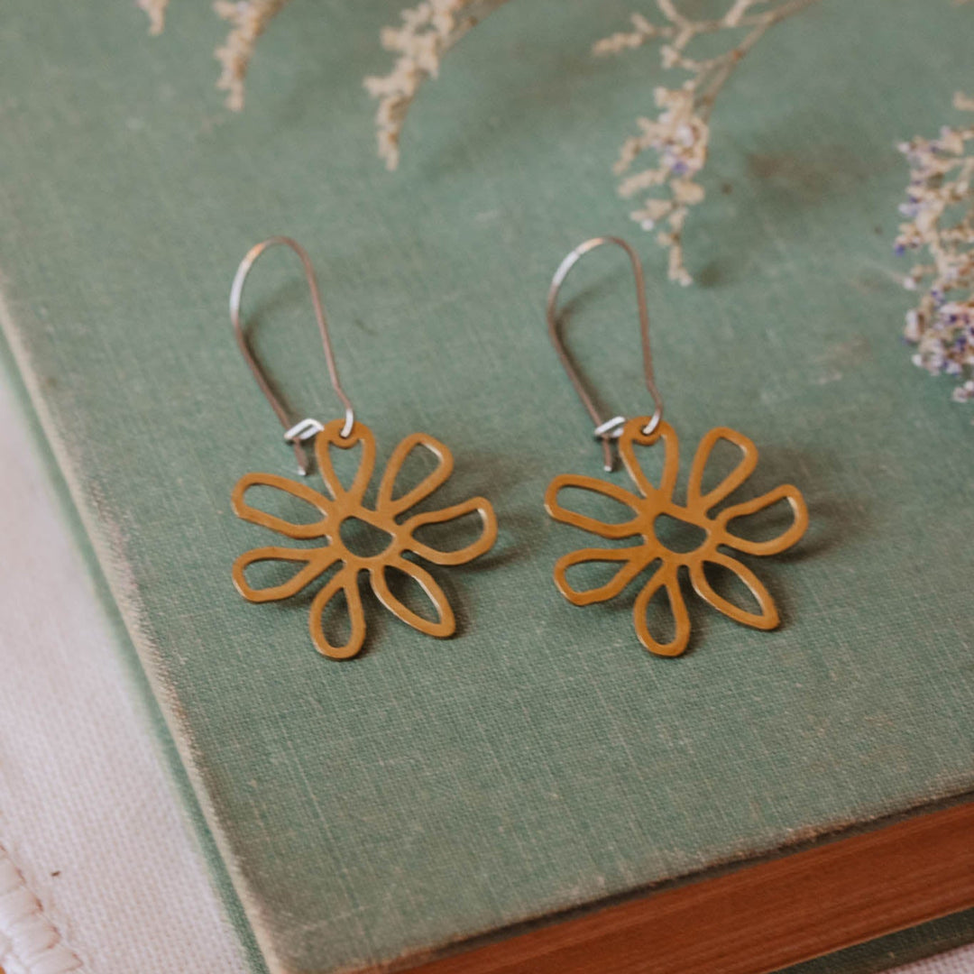 Consider the Wildflowers – Brass Earrings