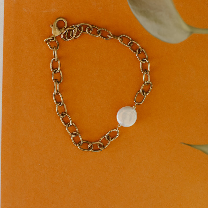 Be Authentic | Coin Pearl Gold Chain Bracelet