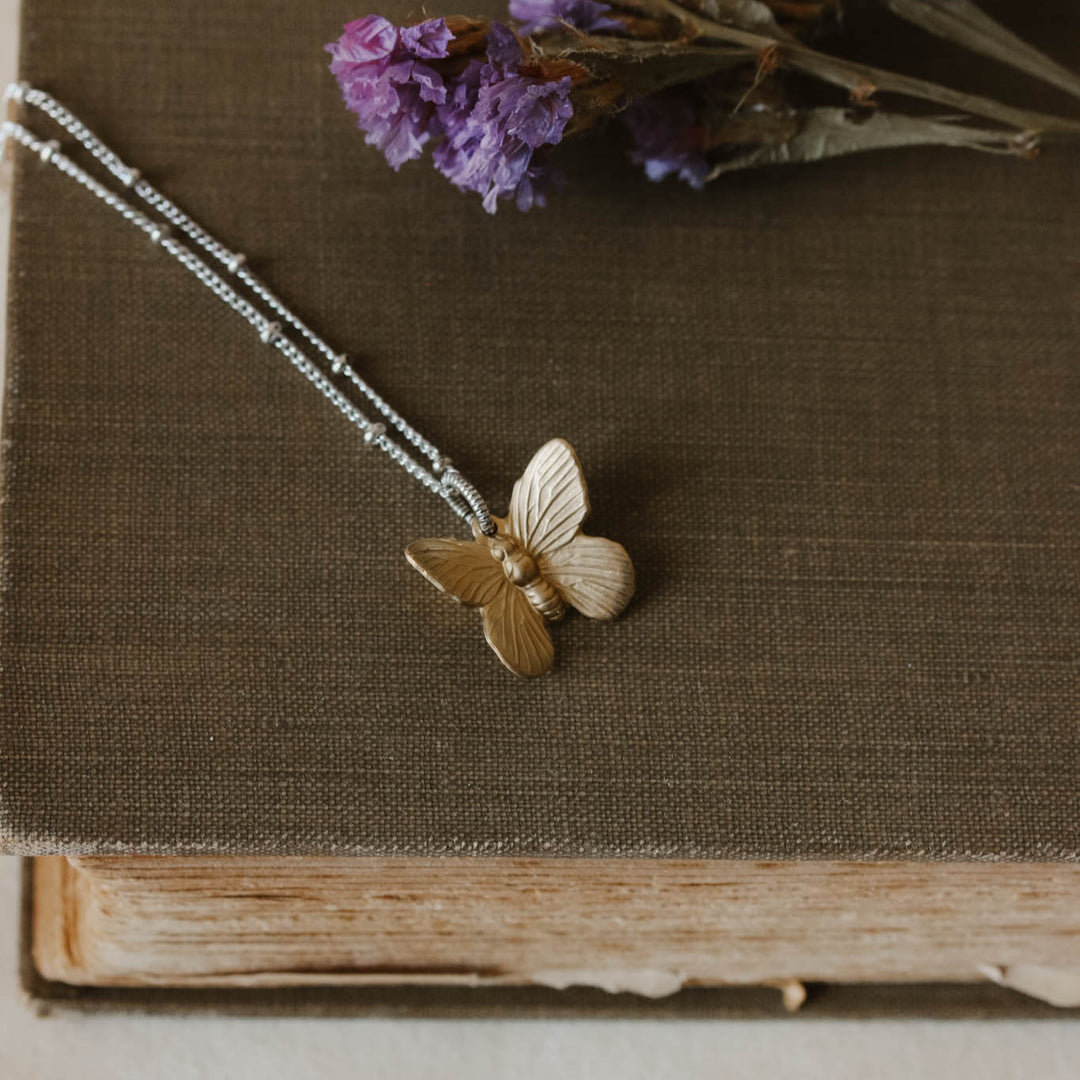 Made New Brass Butterfly Necklace 