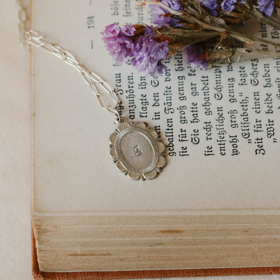 Sterling Silver Scalloped Edge Initial Pendant