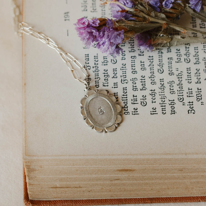 Sterling Silver Scalloped Edge Initial Pendant