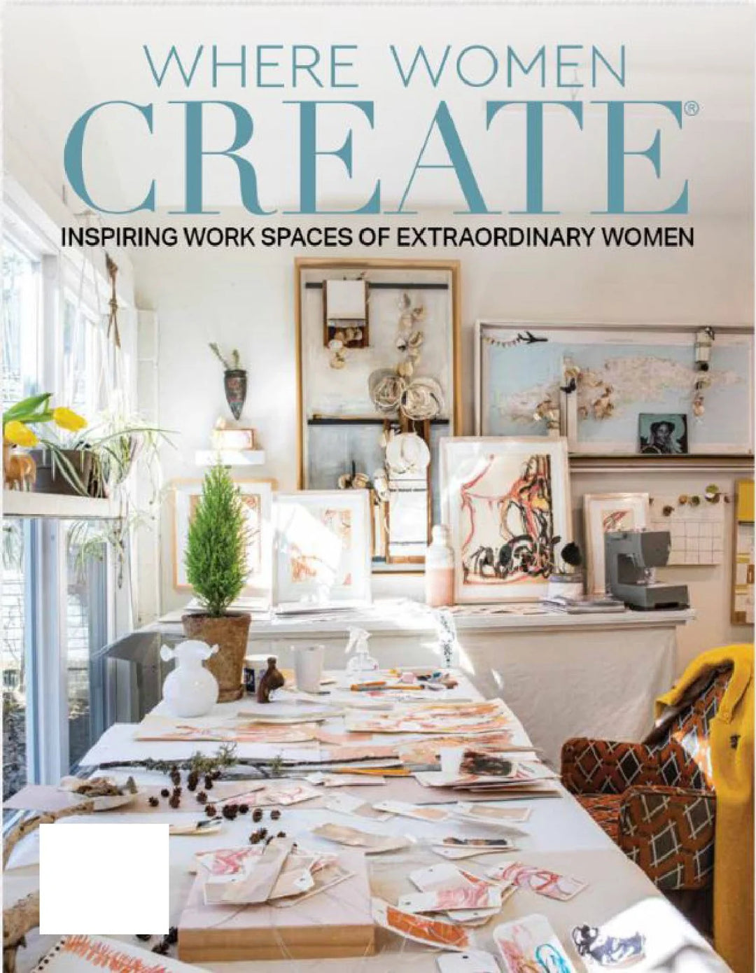 Book cover titled 'Where Women Create' with a home office setup.