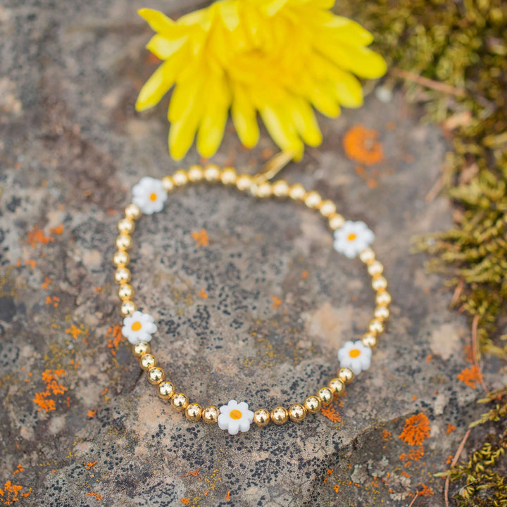 gold filled dainty daisy bracelet
