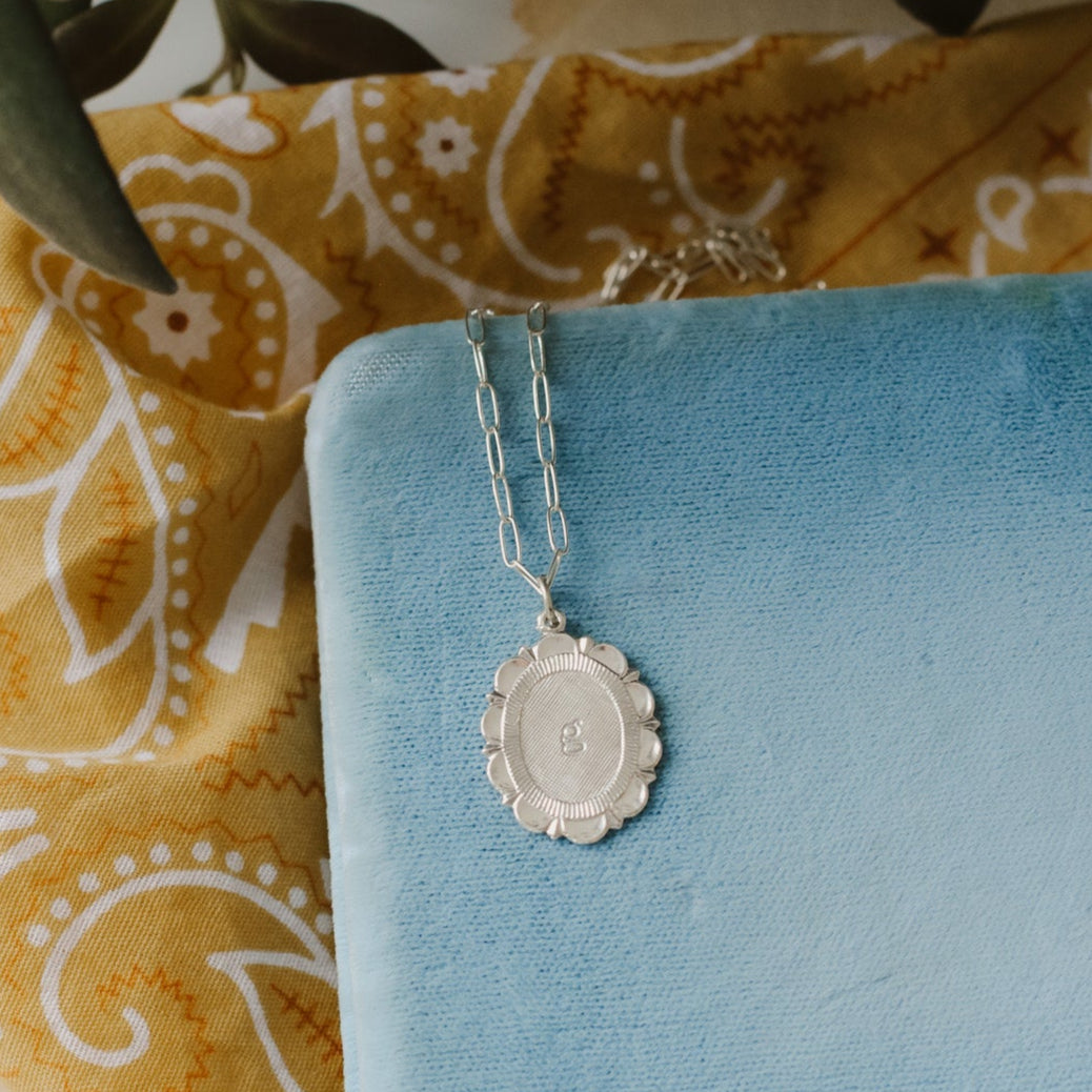 heirloom sterling silver scalloped pendant