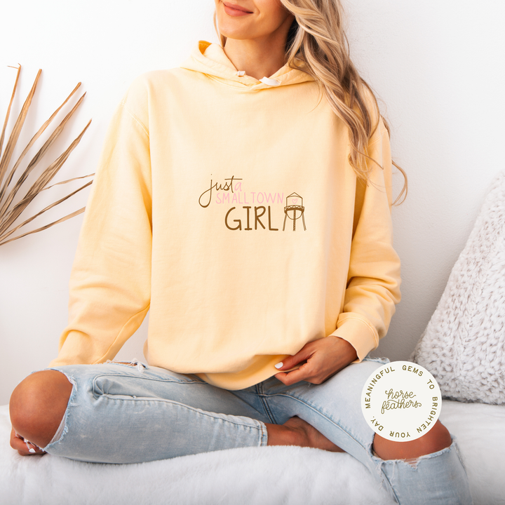 Butter Yellow Hoodie – Small Town Girl Water Tank Sweatshirt | Unisex Lightweight Hoodie with Country Charm