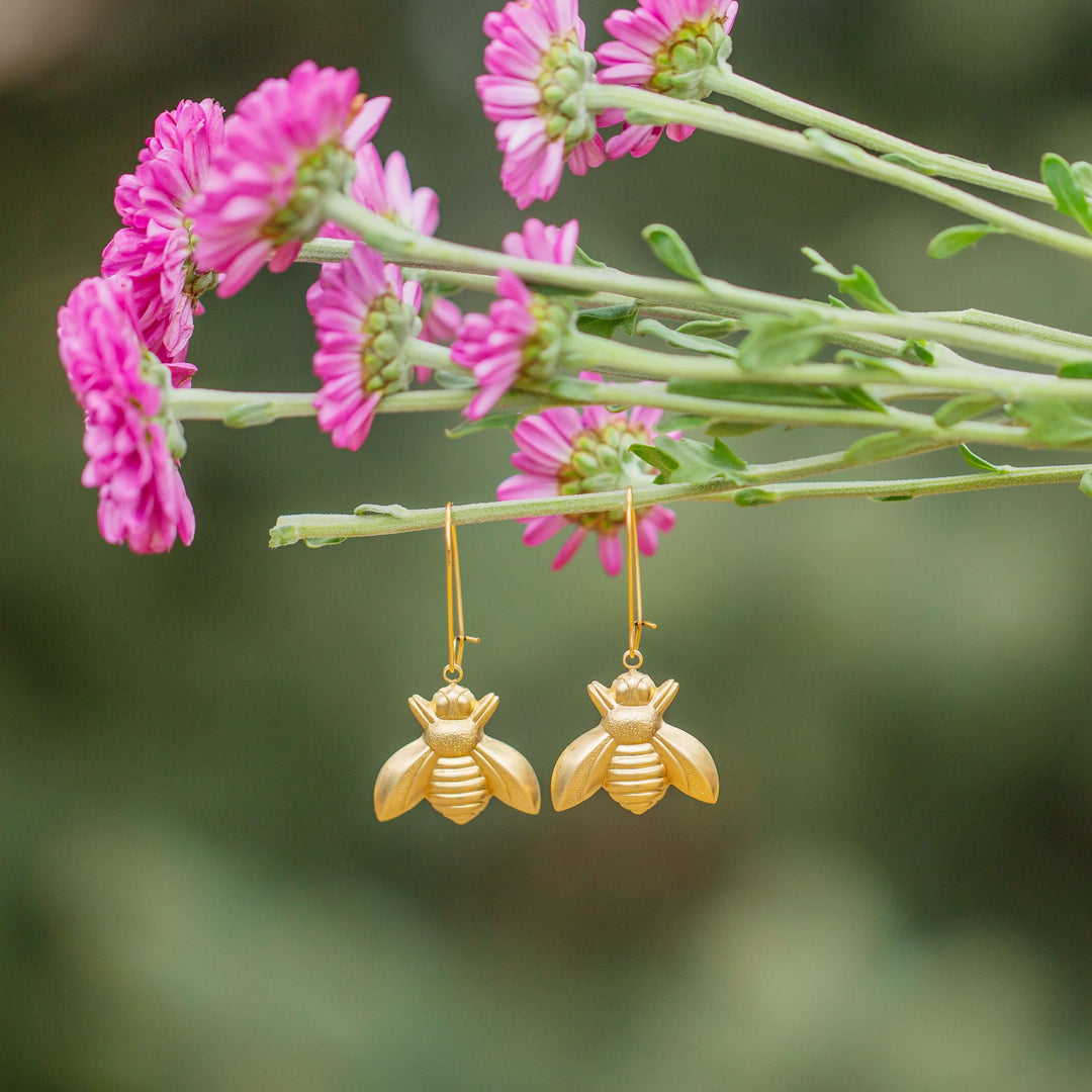 brass bee lightweight charm earrings 
