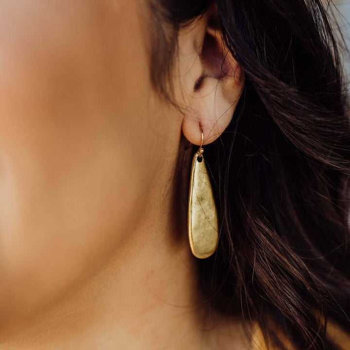 textured gold drop earrings