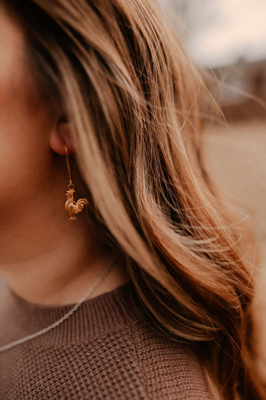 Rooster | Lightweight Gold Earrings