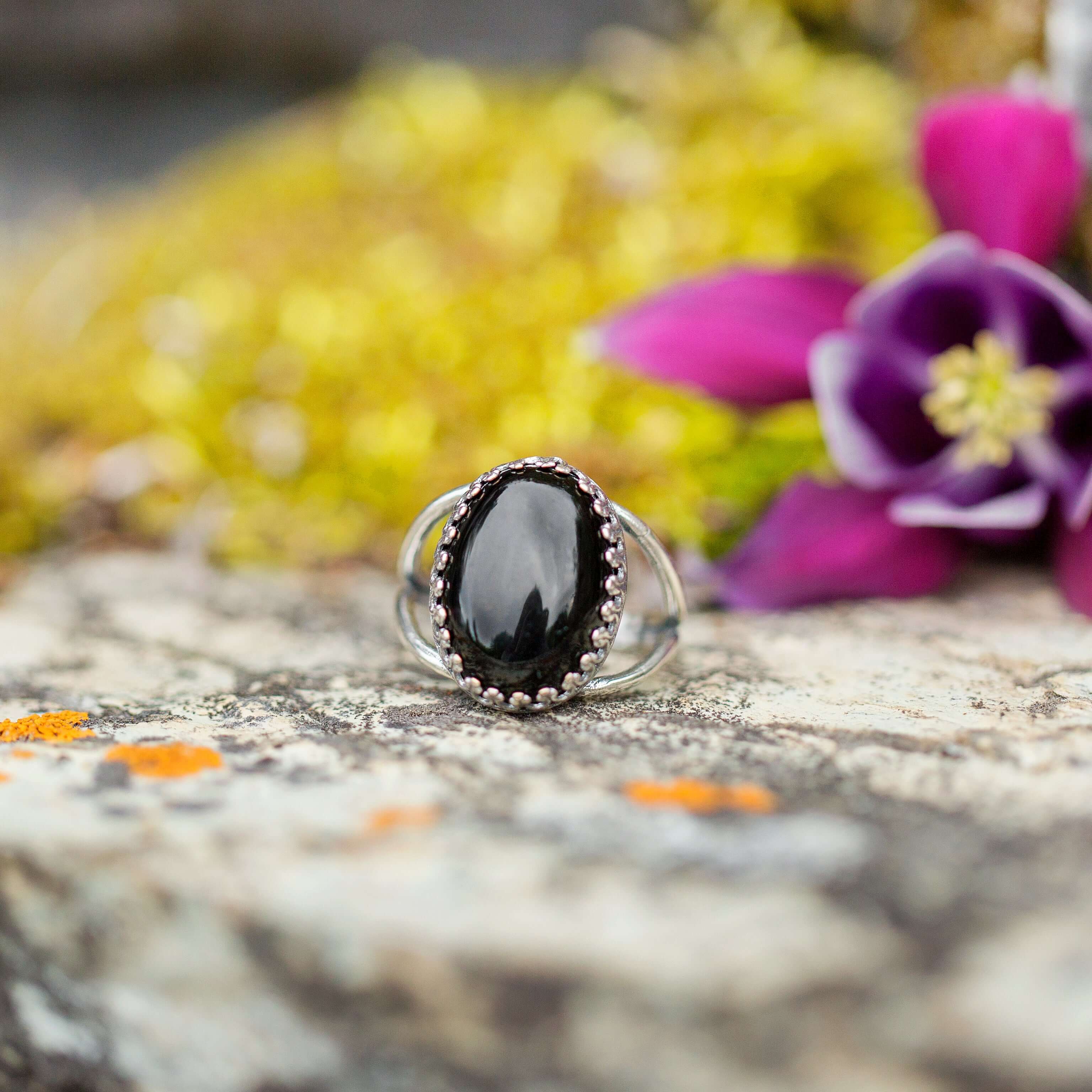 fcity.in - 15pcs Personalized Trendy Sunflower Geometric Black Gemstone Ring  Set