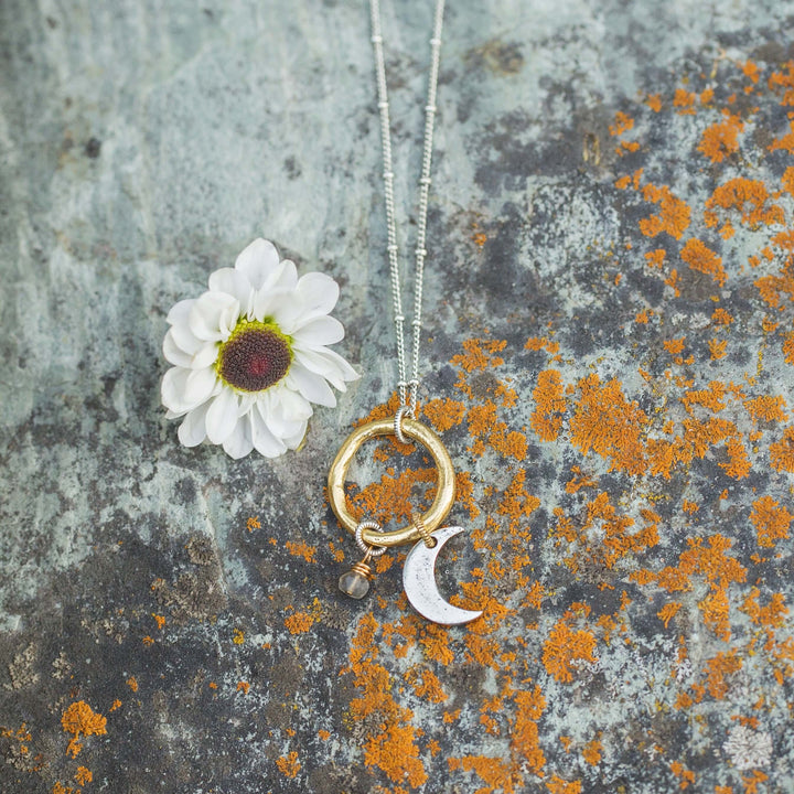 Mixed metal moon necklace