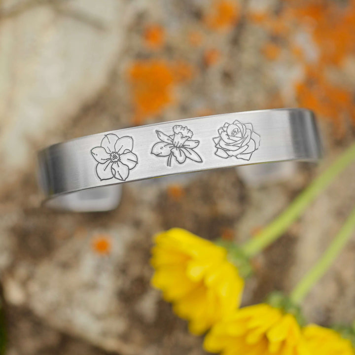 FLOWER GARDEN | Custom Birth Flower Cuff Bracelet