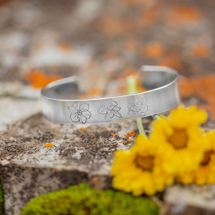 FLOWER GARDEN | Custom Birth Flower Cuff Bracelet