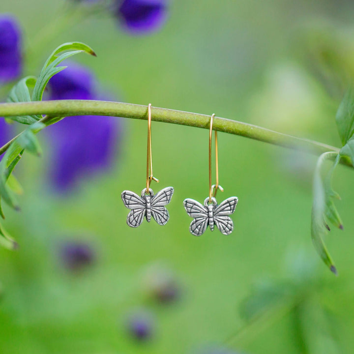 mixed metal butterfly lightweight earrings