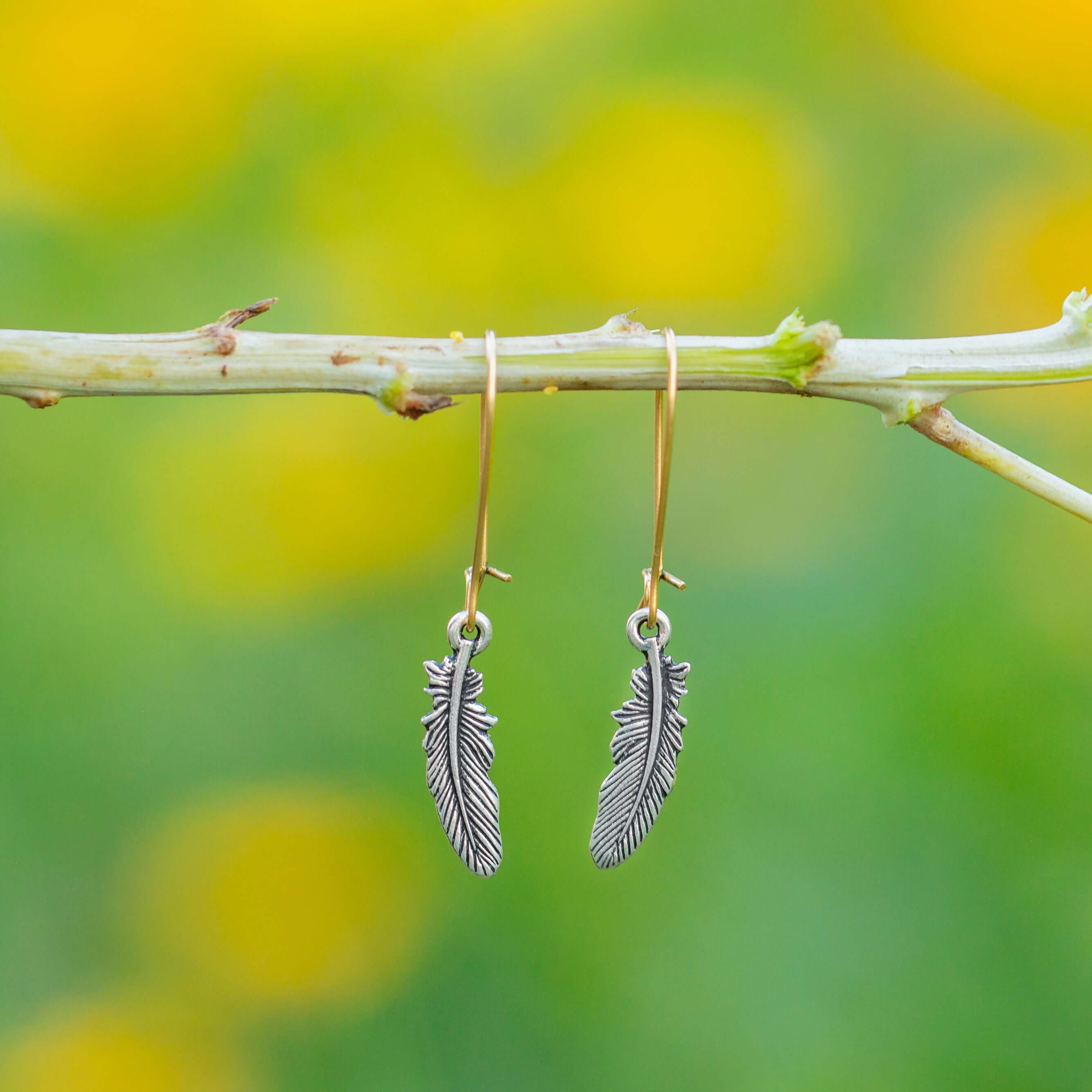 Metal deals feather earrings