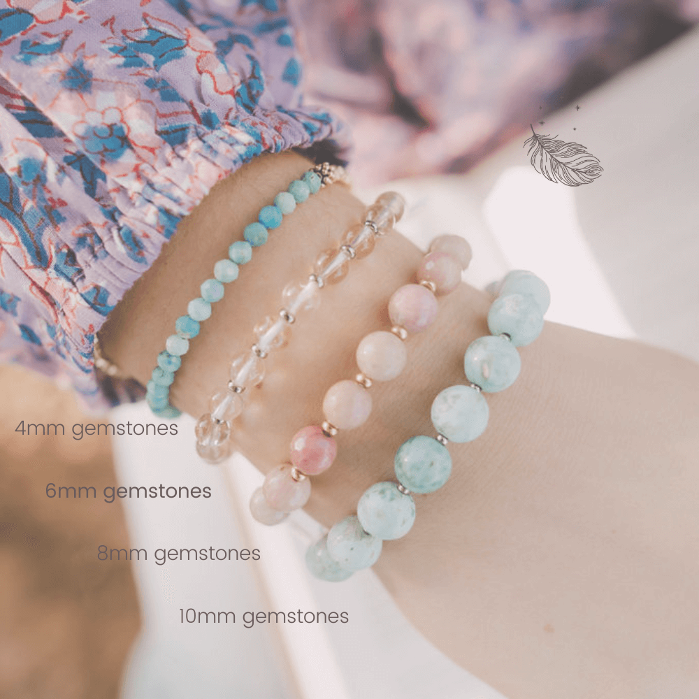 size inclusive gemstone stacking bracelets