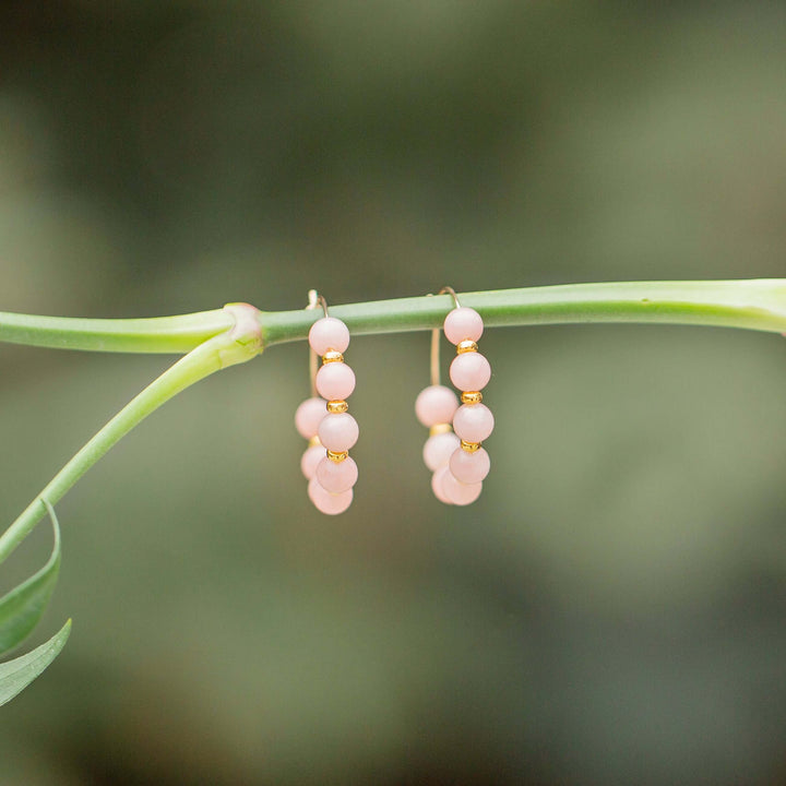 Pink Opal hoop earrings