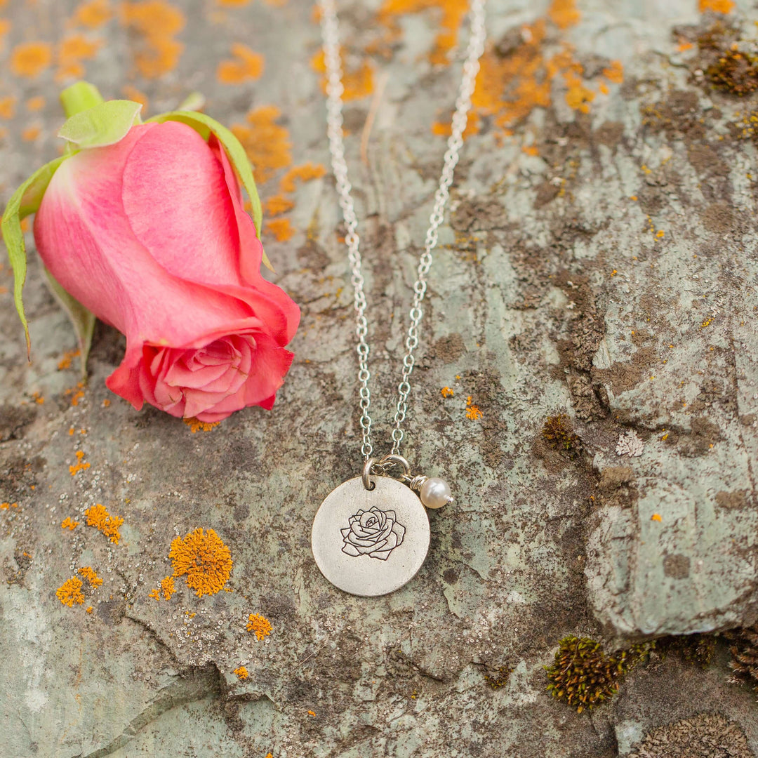 small personalized birth flower necklace 