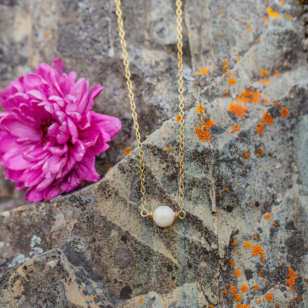 dainty gold moonstone necklace 