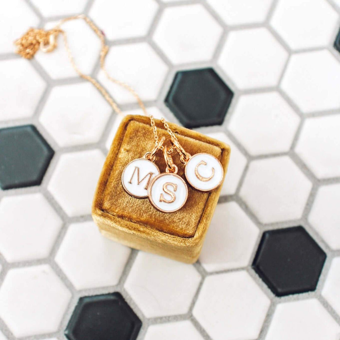 Noted | Tiny White Initial Necklace