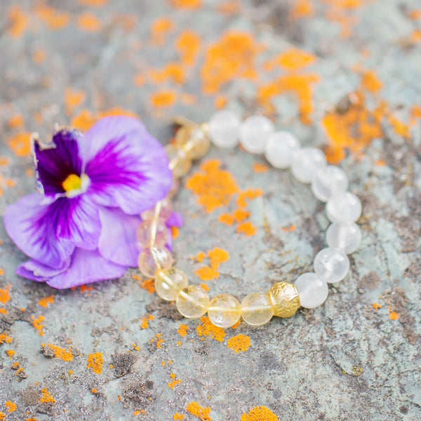 Abundance Citrine and Clear Quartz Natural Stone Bracelet With Magsnap